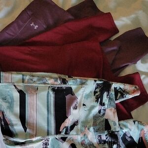 Under Armour Women's Burgundy, Purple and Patterned Cropped Leggings (3 Pairs)